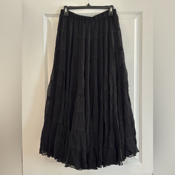 All Saints Black Eva Tiered‎ Midi Skirt - Picture 6 of 12